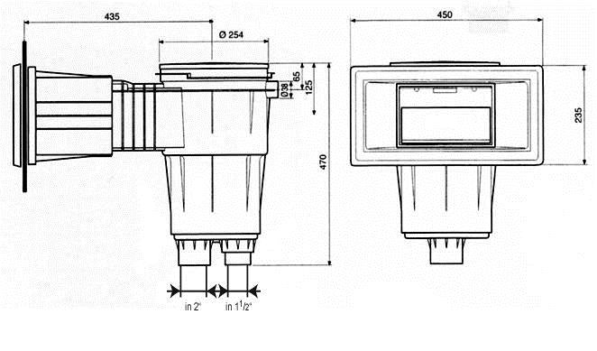 Skimmer 17,5 L / für Folie / mit Messingeinsätzen